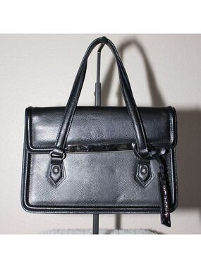 Cromia Women's Small Structured Italian Handbag Black Leather Retro Vibes
